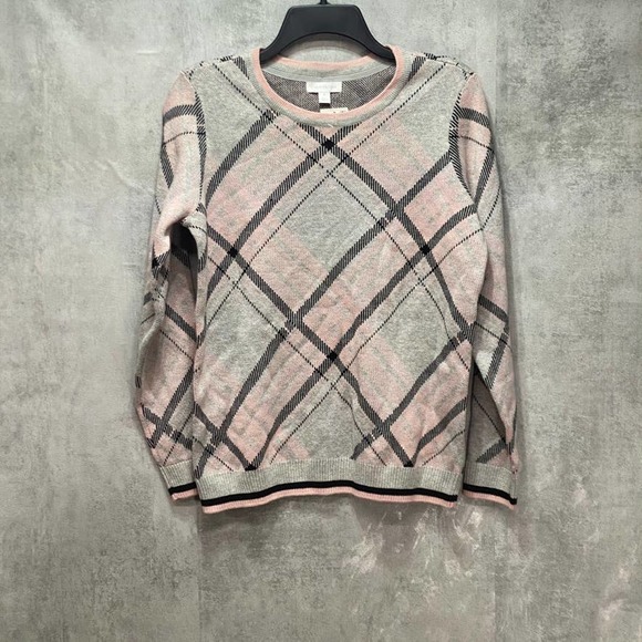 Charter Club Pink/Grey Plaid Crewneck Family - Picture 1 of 6